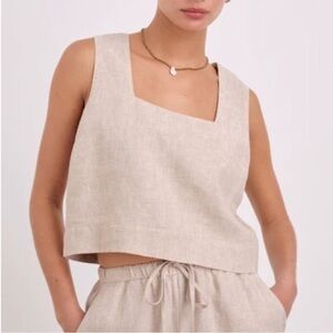 The Reset 100% linen square neck tank